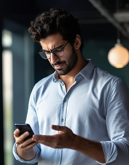 Man looking at cell phone