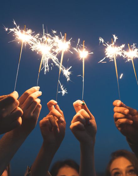 hands with sparklers