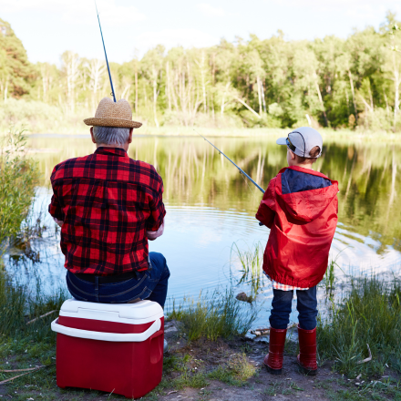 Man and boy fishing