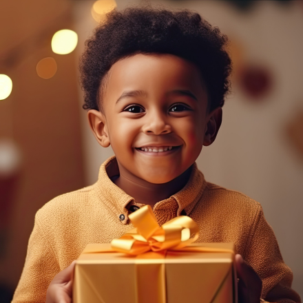 child holding present