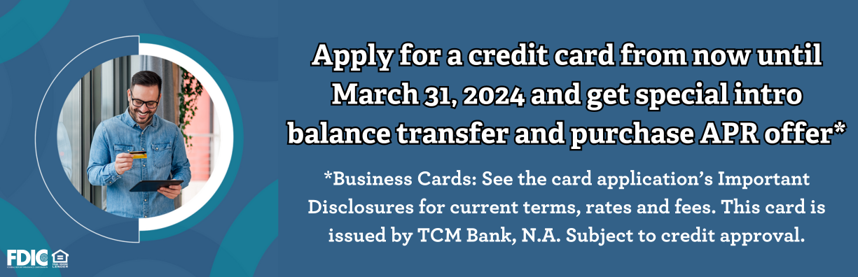 Apply for a credit card form now until March 31, 2024 and get special intro balance transfer and purchase APR Offer. 